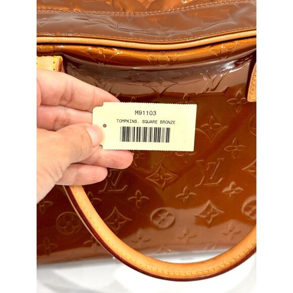 Louis Vuitton Tompkins Square Satchel Handbag Monogram Patent Leather Brown - Picture 11 of 15